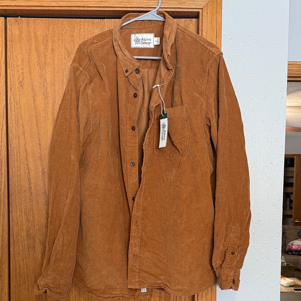 Alpine Design Men's Tan Corduroy Shirt Jacket